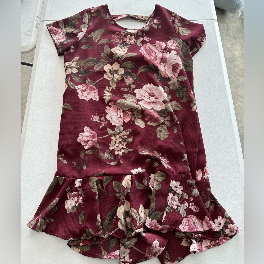 Blue Rain Floral Short Sleeve Dress